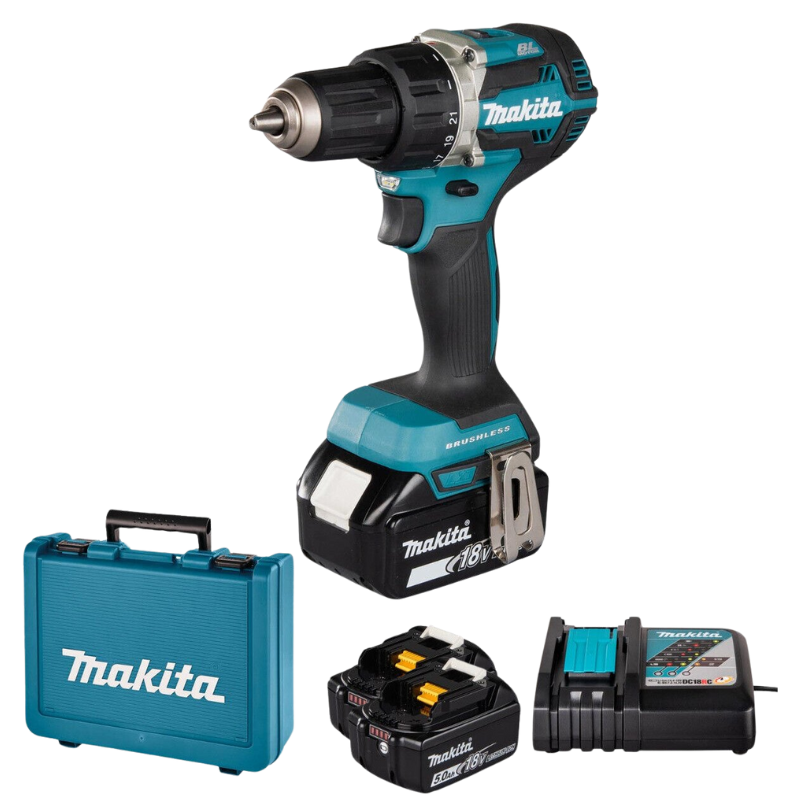 MAKITA Akkuschrauber 18V 54Nm Set inkl. 2x5Ah Akkus und Ladegerät (DDF484RTE)