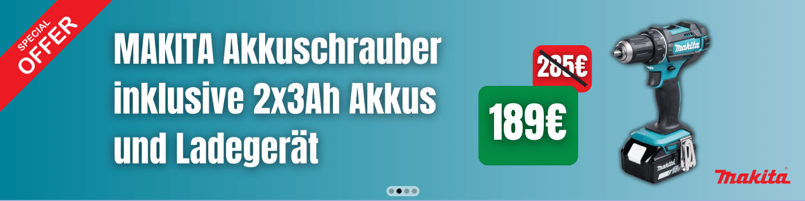 MAKITA Akkuschrauber inklusive 2x3Ah und Ladegerät Angebot Outletpreise.com