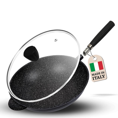PENTOLPRESS Granit Wokpfanne mit Deckel (32 cm) – Induktion